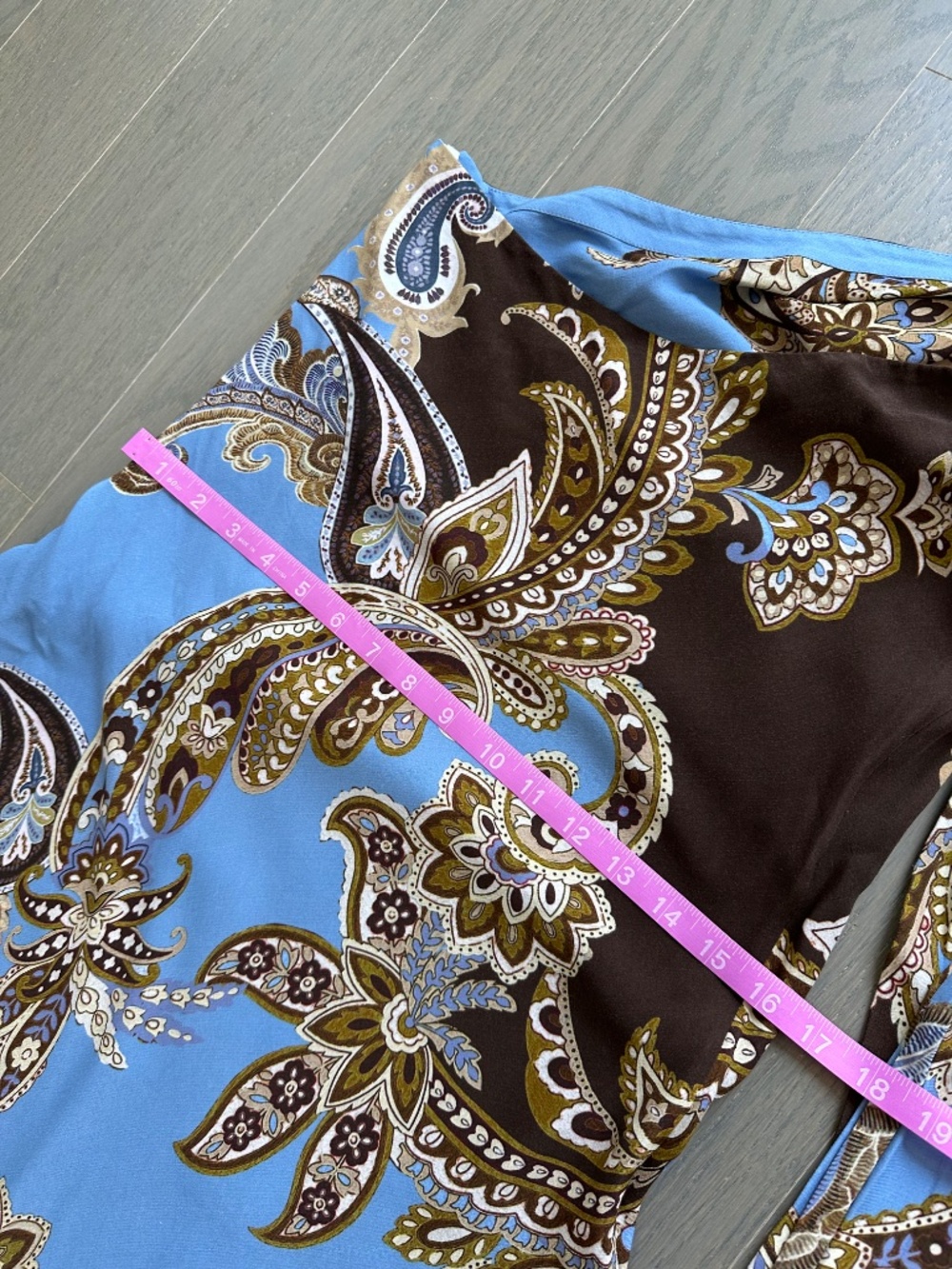 HEMANT & NANDITA One-Shoulder Paisley Maxi Dress in Light Blue and Brown - Picture 9 of 10